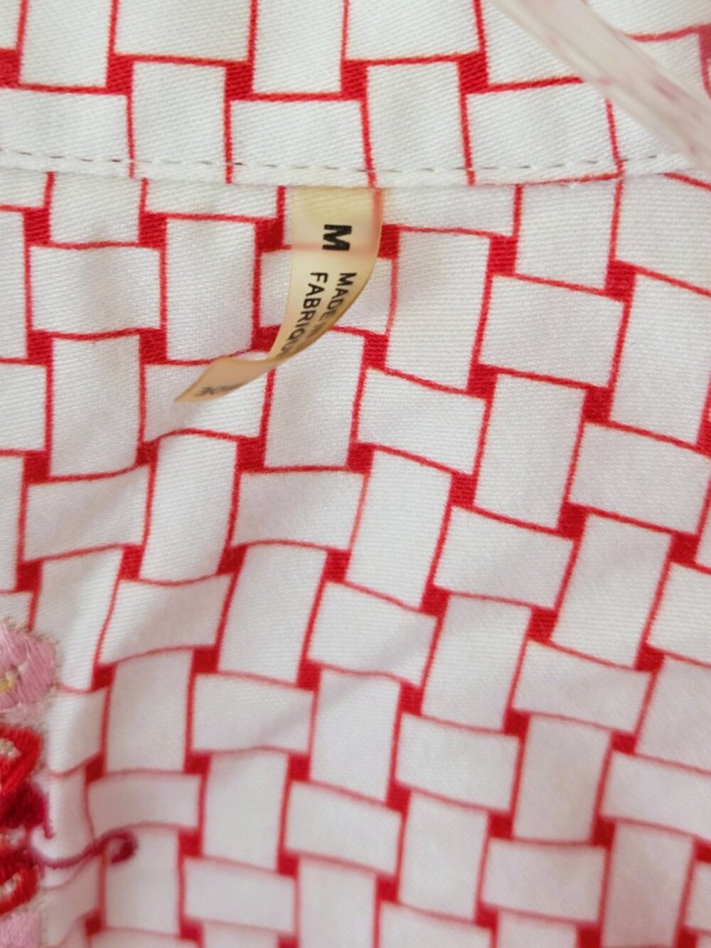 Robert Graham sz M Floral Button Down Shirt Blouse White Pink Embroidery Puff - Picture 5 of 14